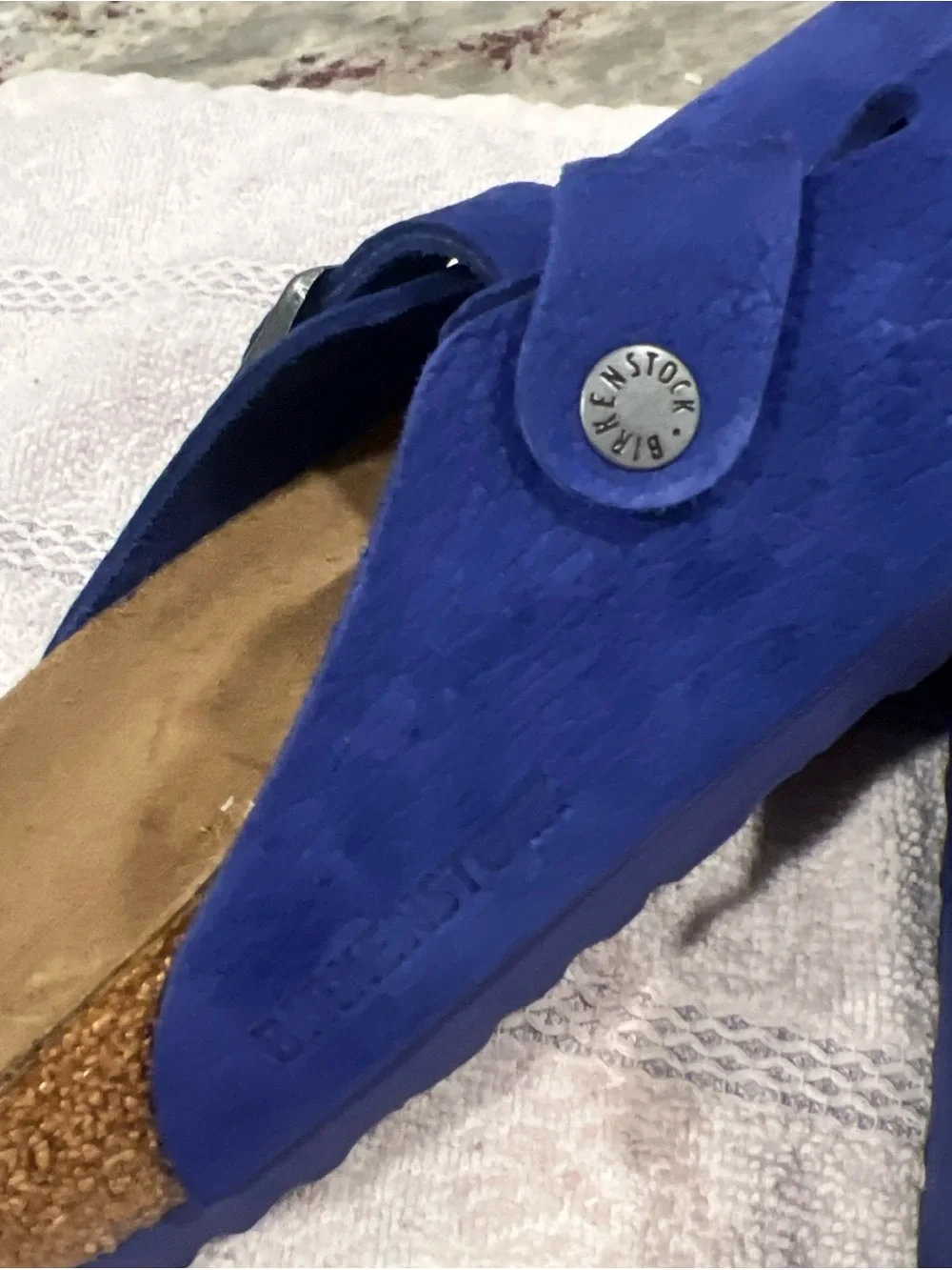 Birkenstock Blue Suede Clog Sandals Buckle Slip-On Solid Casual US 10